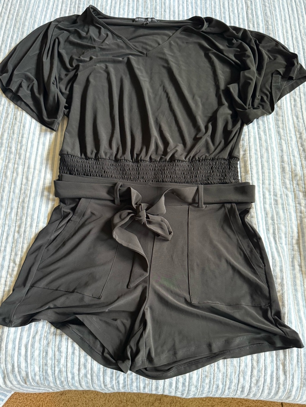 WHBM smocked waist top with matching shorts matte jersey (romper look) EUC